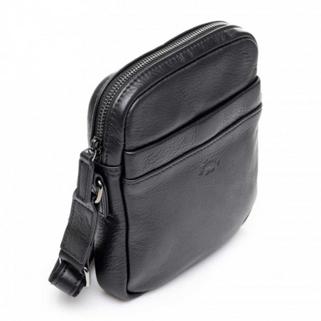 Sacoche homme en cuir KATANA noir | Pochette bandoulière messieurs baisenville porté croisé pas cher