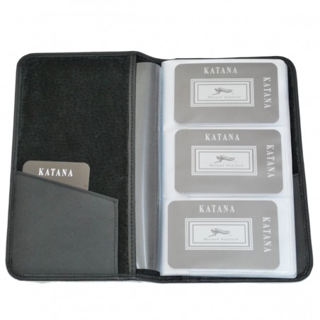 Porte-cartes en cuir de vachette lisse - Noir Porte-cartes en cuir de vachette lisse - Noir