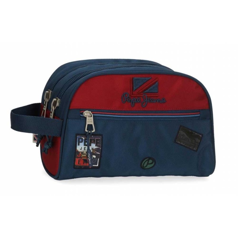 Trousse de toilette PEPE JEANS Chest marine/rouge | Nécessaire de voyage enfant ado homme original pas cher marque