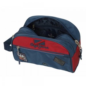 Trousse de toilette PEPE JEANS Chest marine/rouge | Nécessaire de voyage enfant ado homme original pas cher marque