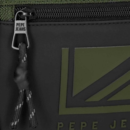 Trousse de toilette PEPE JEANS "Bromley" vert | Nécessaire de voyage homme tendance 2 compartiments pas cher marque