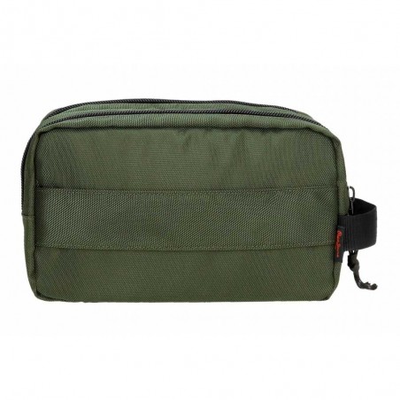 Trousse de toilette PEPE JEANS "Bromley" vert | Nécessaire de voyage homme tendance 2 compartiments pas cher marque