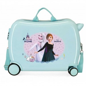Valise trotteur LA REINE DES NEIGES "Arendelle is home" turquoise | Bagage cabine enfant fille ludique Disney princesse