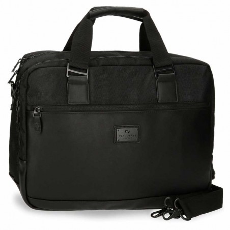 Sacoche ordinateur 15,6" PEPE JEANS "Soho" noir | Cartable pc homme marque mode pas cher