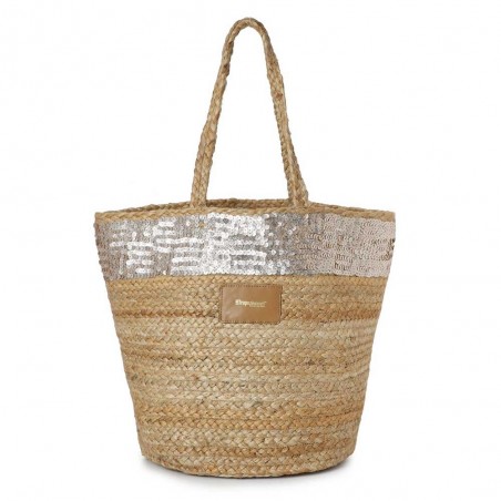 Panier porté épaule LES TROPÉZIENNES "Niue" nude | Sac de plage femme pas style bohème chic pas cher