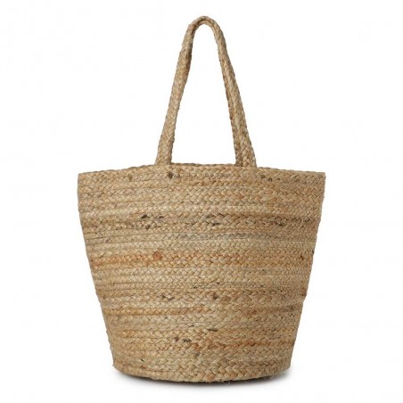 Panier porté épaule LES TROPÉZIENNES "Niue" nude | Sac de plage femme pas style bohème chic pas cher