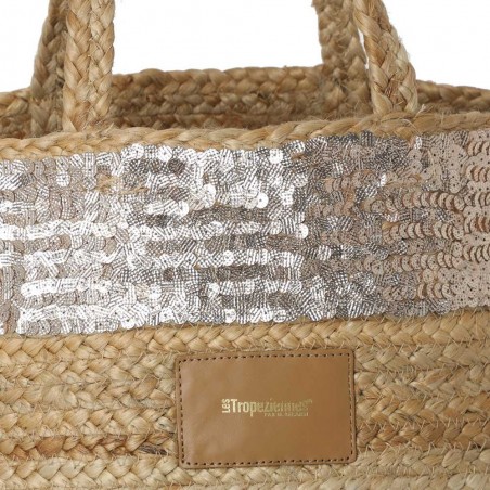 Panier porté épaule LES TROPÉZIENNES "Niue" nude | Sac de plage femme pas style bohème chic pas cher