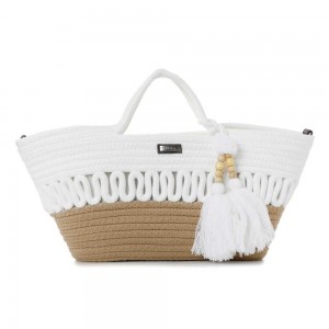 Petit panier LES TROPEZIENNES "Calayan" naturel | Sac porté main été femme pas cher