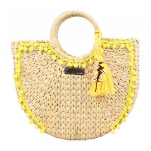 Panier de plage LES TROPEZIENNES "Camana" jaune | Petit panier femme porté main pas cher original