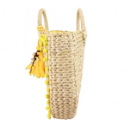 Panier de plage LES TROPEZIENNES "Camana" jaune | Petit panier femme porté main pas cher original