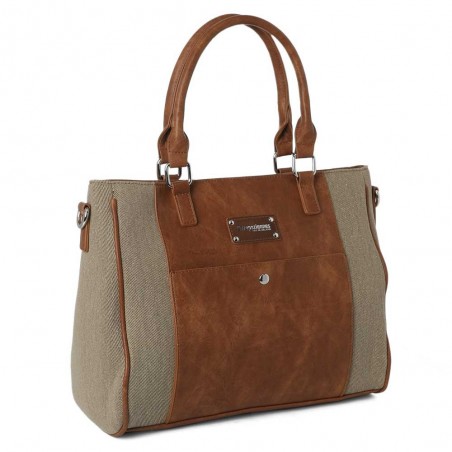 Sac à main LES TROPEZIENNES "Galapagos" taupe | Cabas femme pas cher