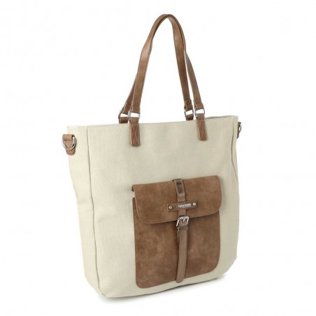 Sac shopping LES TROPEZIENNES "Molène" beige | Grand cabas femme tote bag pas cher