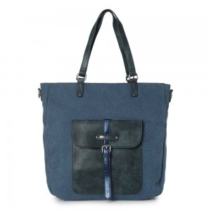 Sac shopping LES TROPEZIENNES "Molène" bleu | Grand cabas femme tote bag pas cher