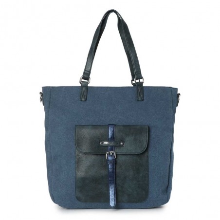 Sac shopping LES TROPEZIENNES "Molène" bleu | Grand cabas femme tote bag pas cher