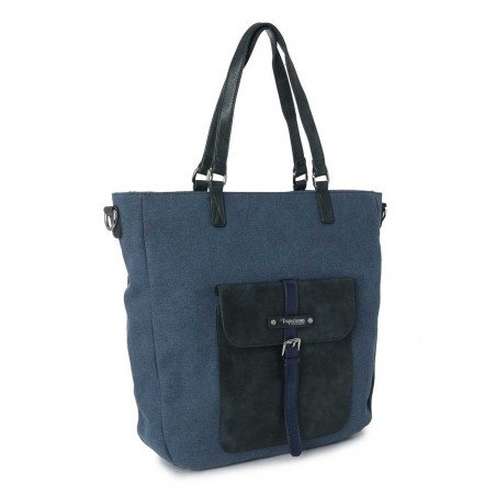 Sac shopping LES TROPEZIENNES "Molène" bleu | Grand cabas femme tote bag pas cher