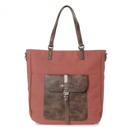 Sac shopping LES TROPEZIENNES "Molène" rouge | Grand cabas femme tote bag pas cher