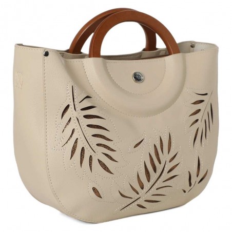 Sac à main LES TROPEZIENNES "Phuket" beige | Sac femme bandoulière original pas cher