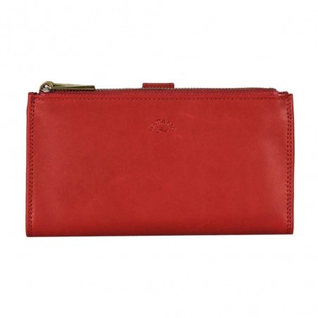 Portefeuille femme medium en cuir KATANA rouge | Porte-monnaie porte-cartes femme taille moyenne pratique pas cher