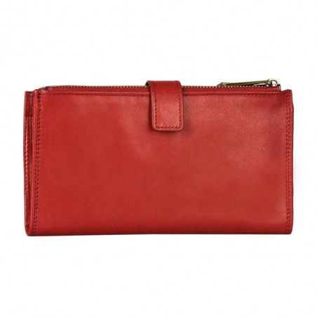 Portefeuille femme medium en cuir KATANA rouge | Porte-monnaie porte-cartes femme taille moyenne pratique pas cher