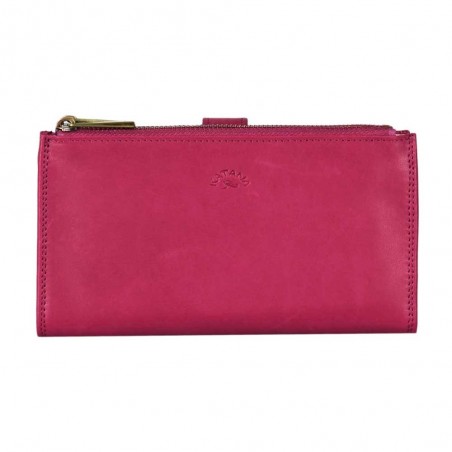 Portefeuille femme medium en cuir KATANA rose fuchsia | Porte-monnaie porte-cartes femme taille moyenne pratique pas cher