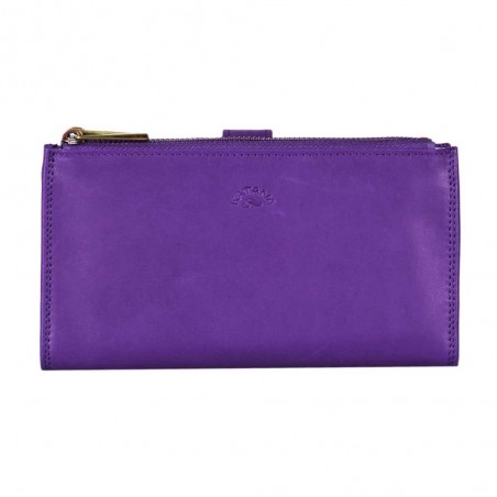 Portefeuille femme medium en cuir KATANA violet | Porte-monnaie porte-cartes femme taille moyenne pratique pas cher