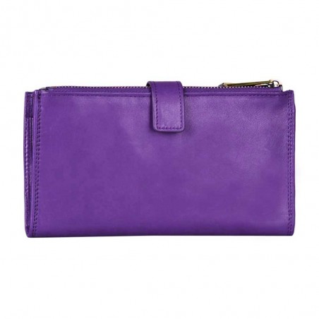 Portefeuille femme medium en cuir KATANA violet | Porte-monnaie porte-cartes femme taille moyenne pratique pas cher