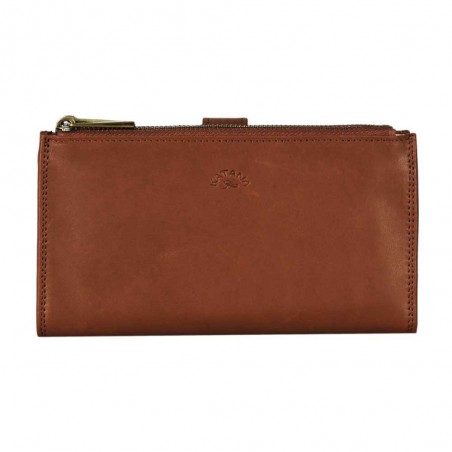 Portefeuille femme medium en cuir KATANA marron camel | Porte-monnaie porte-cartes femme taille moyenne pratique pas cher