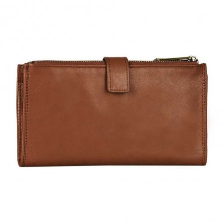 Portefeuille femme medium en cuir KATANA marron camel | Porte-monnaie porte-cartes femme taille moyenne pratique pas cher