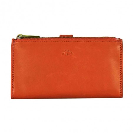 Portefeuille femme medium en cuir KATANA orange | Porte-monnaie porte-cartes femme taille moyenne pratique pas cher
