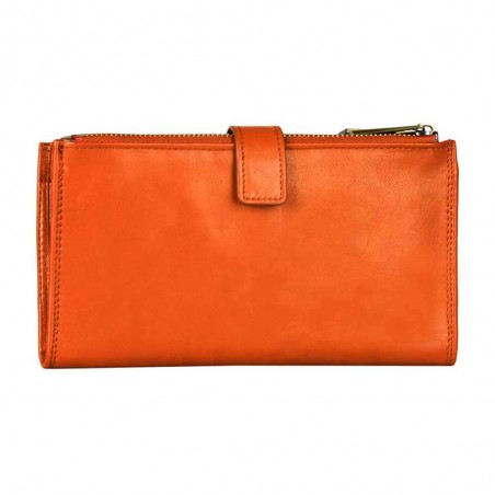 Portefeuille femme medium en cuir KATANA orange | Porte-monnaie porte-cartes femme taille moyenne pratique pas cher