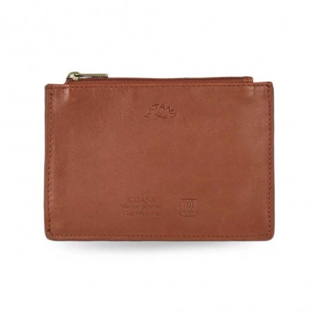 Porte-cartes compact en cuir KATANA marron camel | Porte-monnaie portefeuille femme petit format femme Porte-cartes compact en cuir KATANA marron camel | Porte-monnaie portefeuille femme petit format femme