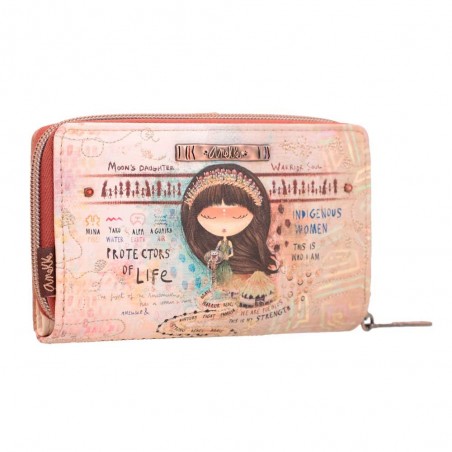 Portefeuille compact zippé femme ANEKKE "Menire" | Compagnon porte-monnaie porte-cartes moyen format original pas cher