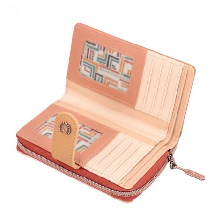 Portefeuille compact zippé femme ANEKKE "Menire" | Compagnon porte-monnaie porte-cartes moyen format original pas cher