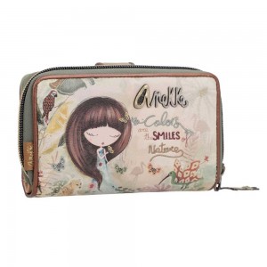 Portefeuille compact zippé ANEKKE "Amazonia" | Compagnon tout en un format moyen pas cher