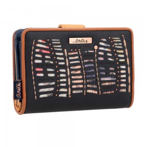Portefeuille compact femme ANEKKE "Pachamama" bleu | Compagnon tout-en-un porte-monnaie porte-cartes original