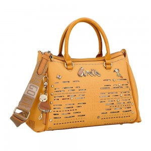 Sac à main anses courtes ANEKKE "Pachamama" jaune | Sac femme original élégant printemps été