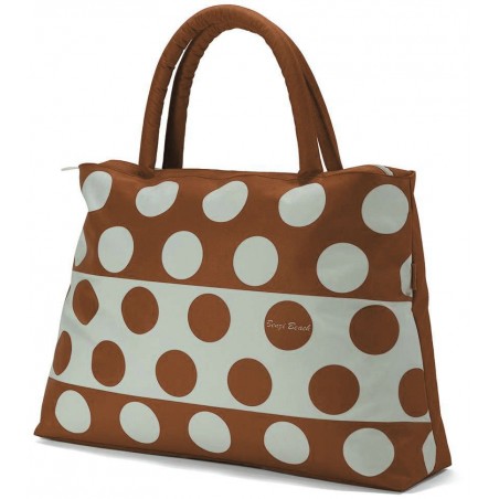 Sac de plage motif pois BENZI | Grand cabas été femme marron blanc