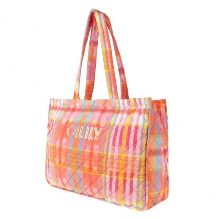 Sac shopping OILILY "Sanny" ikat | Grand cabas femme original tendance matelassé carreaux madras