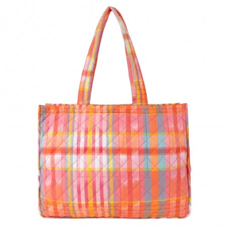 Sac shopping OILILY "Sanny" ikat | Grand cabas femme original tendance matelassé carreaux madras