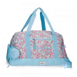 Sac de voyage PEPE JEANS "Aide" bleu | Sac de sport femme ado fille motif fleuri style liberty marque tendance pas cher