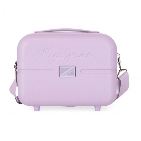 Vanity case rigide PEPE JEANS "Accent" lilas | Trousse de toilette fille femme violet mauve originale marque tendance