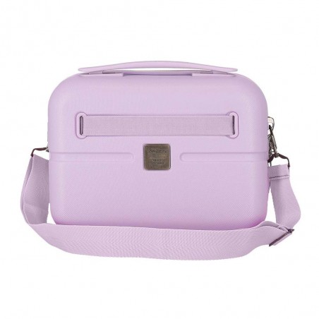 Vanity case rigide PEPE JEANS "Accent" lilas | Trousse de toilette fille femme violet mauve originale marque tendance