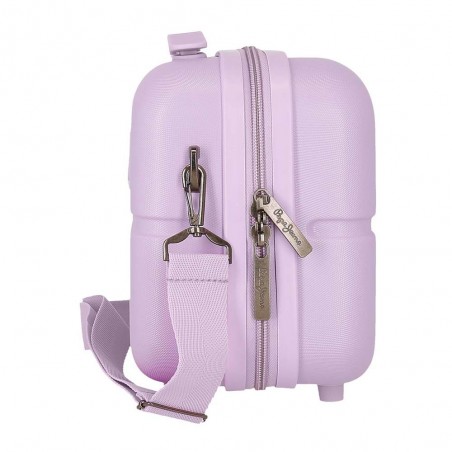 Vanity case rigide PEPE JEANS "Accent" lilas | Trousse de toilette fille femme violet mauve originale marque tendance