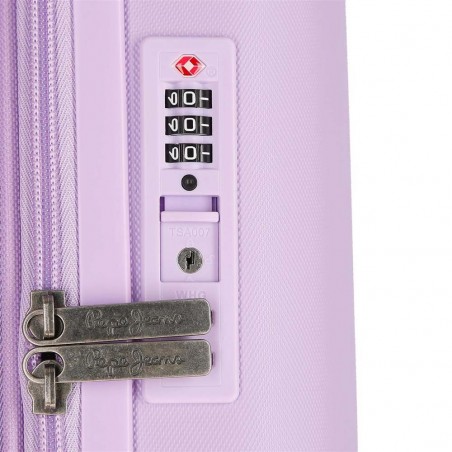 Valise cabine 55cm PEPE JEANS "Accent" lilas | Bagage avion petit format marque tendance mode femme fille