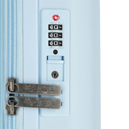 Valise cabine 55cm PEPE JEANS "Accent" bleu pastel | Bagage avion petit format marque tendance mode femme fille Valise cabine 55cm PEPE JEANS "Accent" bleu pastel | Bagage avion petit format marque tendance mode femme fille