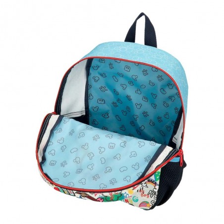 Sac à dos maternelle garçon Disney MICKEY "Be Cool" 32cm bleu | Petit cartable école dessin animé