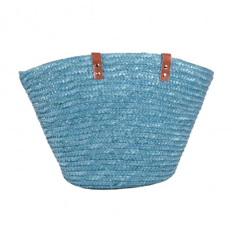 Panier de plage LES TROPEZIENNES "Milos" bleu vintage | Sac femme été original pas cher