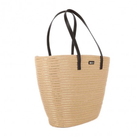 Panier porté épaule LES TROPEZIENNES "Danatil" gold | Sac de plage été femme style bohème chic pas cher