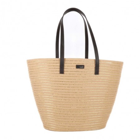 Panier porté épaule LES TROPEZIENNES "Danatil" gold | Sac de plage été femme style bohème chic pas cher