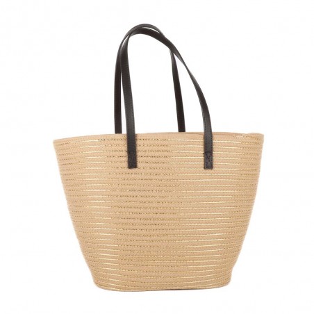 Panier porté épaule LES TROPEZIENNES "Danatil" gold | Sac de plage été femme style bohème chic pas cher